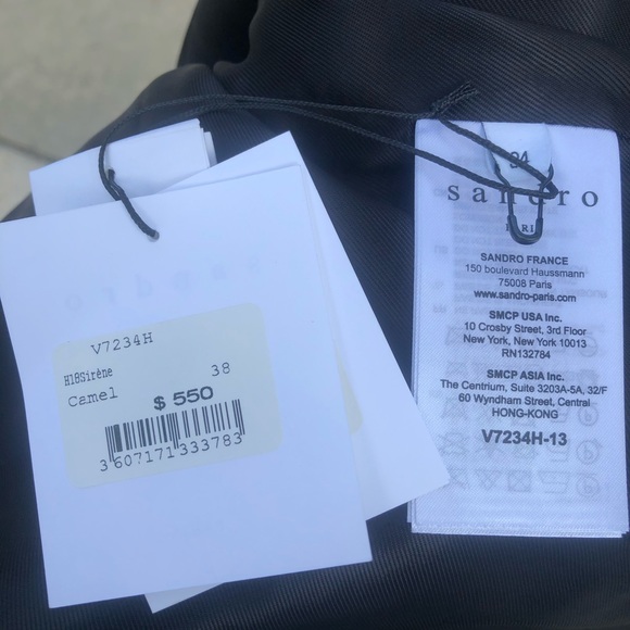 NWT HP Sandro Sirène plaid camel tan blazer US 0-2 - Picture 12 of 14